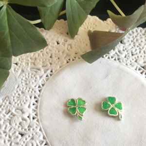 Sterling silver & enamel 4 leaf clover earrings